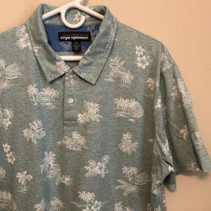 Reyn Spooner Mens XXL Hawaiian Polo Shirt Green